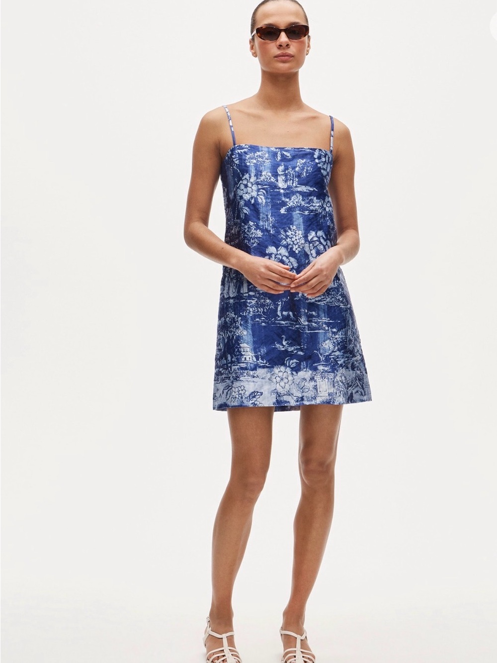 J. Crew Blue and White Toile Mini Slip Dress
